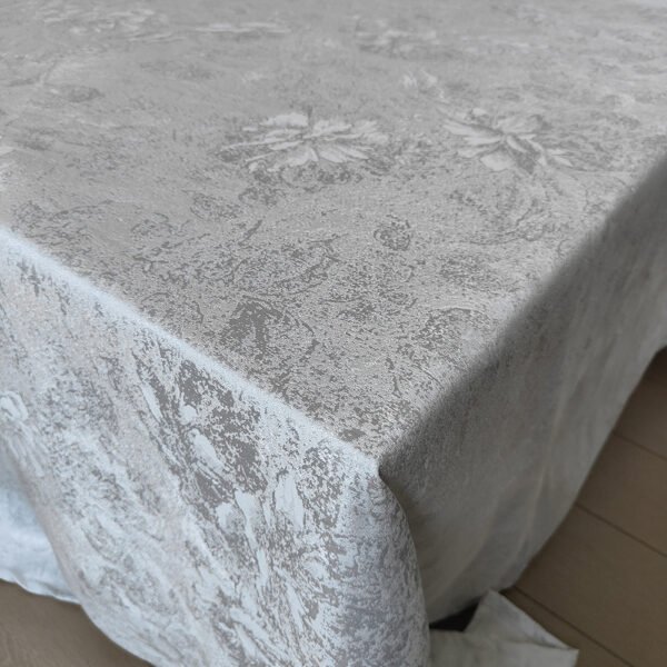 Grey Floral Jacquard Polyester Tablecloth for Hotel & Home Décor – B104