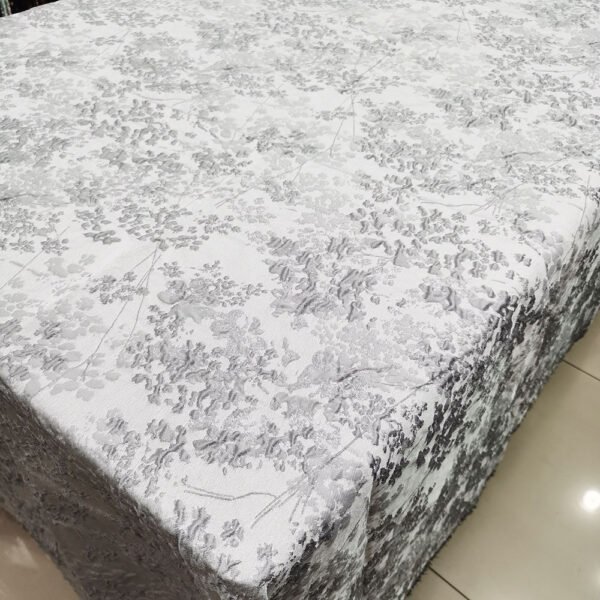 Grey Vintage Botanical Jacquard Tablecloth | TC-B075