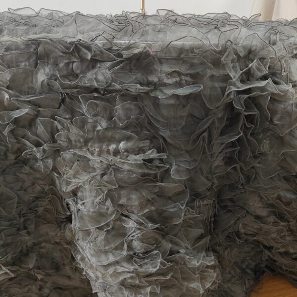 Dark Grey 3D Pleated Custom Tablecloth for Wedding & Event Decor – ESW009