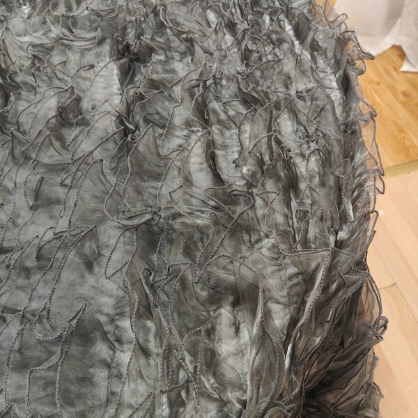 Dark Grey 3D Pleated Custom Tablecloth for Wedding & Event Decor – ESW009