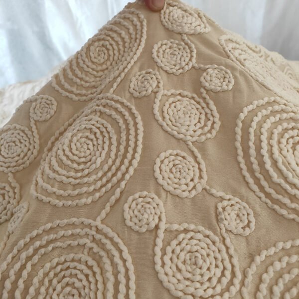ivory embroidered tablecloth (2) Ivory Spiral Embroidered Tulle Tablecloth for Modern Luxury Events – ER042