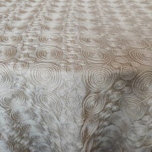Ivory Spiral Embroidered Tulle Tablecloth for Modern Luxury Events – ER042