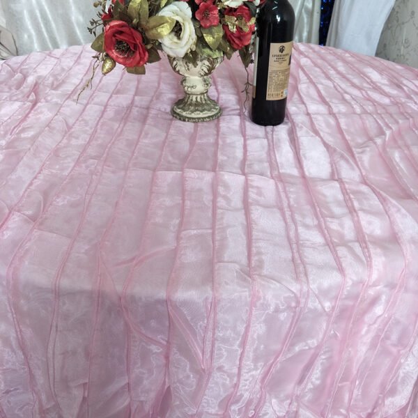 Pink Embroidered 3D Pleated Tablecloth for French Luxury Wedding – ESW007