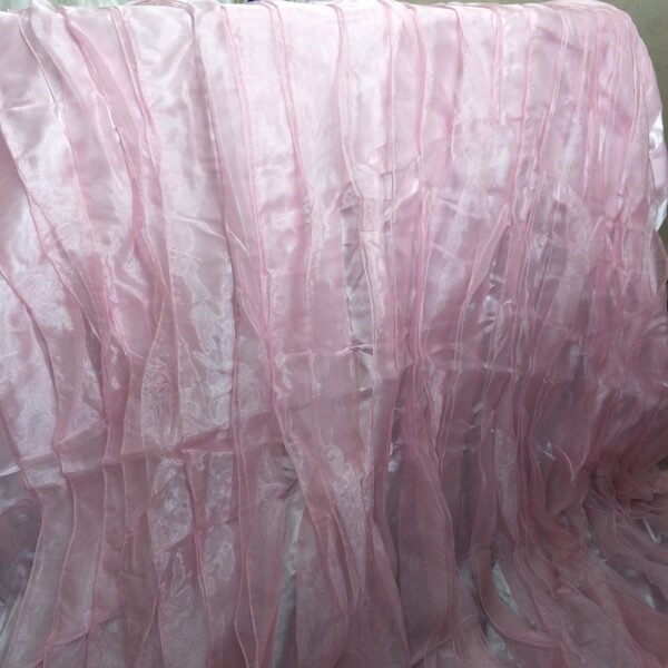 Pink Embroidered 3D Pleated Tablecloth for French Luxury Wedding – ESW007