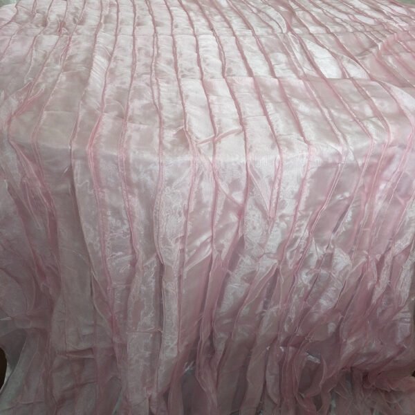 Pink Embroidered 3D Pleated Tablecloth for French Luxury Wedding – ESW007