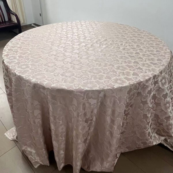 Pink Floral Jacquard Tablecloth for Wedding Decor | TC-B096