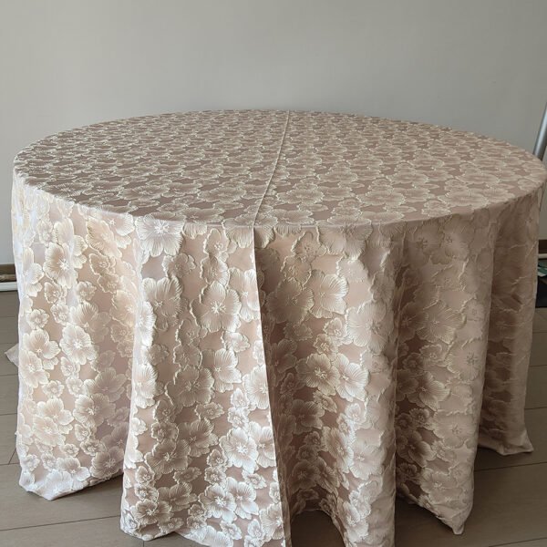 Pink Floral Jacquard Tablecloth for Wedding Decor | TC-B096