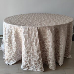 Pink Floral Jacquard Tablecloth for Wedding Decor | TC-B096