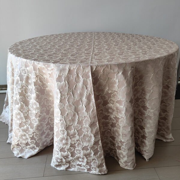 Pink Floral Jacquard Tablecloth for Wedding Decor | TC-B096