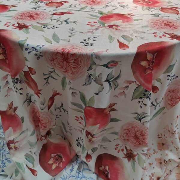 pomegranate floral tablecloth bulk (3) Pomegranate Floral Vintage Print Tablecloth
