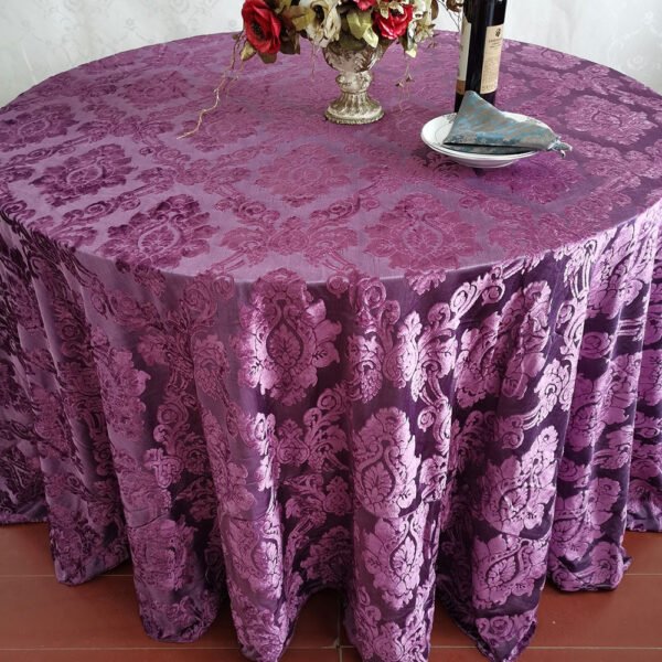 purple jacquard tablecloth (2) Purple Luxury Jacquard Tablecloth European Style | TC-B012