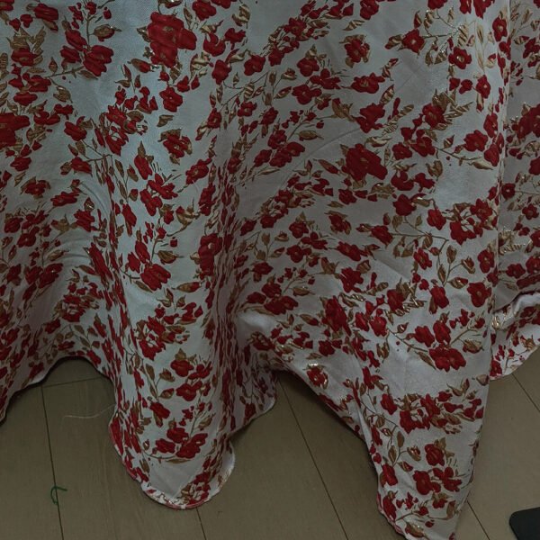 Red Vintage Floral Jacquard Tablecloth for Wedding | TC-B072