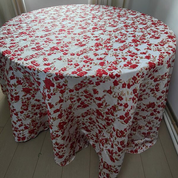 Red Vintage Floral Jacquard Tablecloth for Wedding | TC-B072