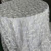 Silver Sequin Geometric Oval Embroidered Tulle Tablecloth – ER029