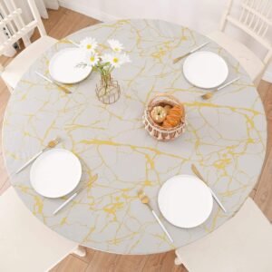 Modern Printed Stretch Table Cover – Elastic Fitted Tablecloth for Trade Shows, Events & Commercial Use