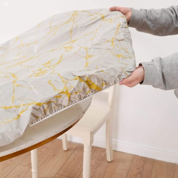 round tablecloth (5) Modern Printed Stretch Table Cover – Elastic Fitted Tablecloth for Trade Shows, Events & Commercial Use