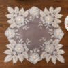 RED MAPLE Beaded Embroidered Lace Table Topper, Square Mesh Floral Cover with Handmade Pearl Beads, Decorative Dust Cover for Coffee Table, Nightstand, Dresser
