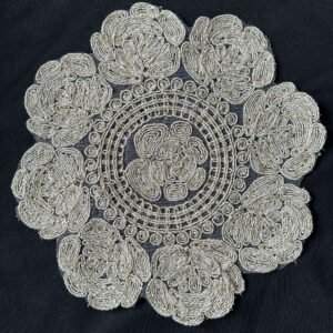 RED MAPLE Rose Embroidered Round Placemats Set of 4, Floral Lace Mesh Table Mats for Dining Table, Vase, Tea Cup, Coffee Table Decor, 15 Inch