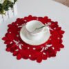 RED MAPLE Embroidered Round Placemats Set of 4, Floral Cutwork Fabric Table Mats, European Garden Style Placemats for Plates, Bowls, Tea Cups and Coffee Table Decor, 11.8 Inch