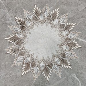 RED MAPLE Round Lace Placemats Set of 4, Linen Look Floral Table Mats, European Decorative Placemats for Dining Table, Coffee Table, Centerpiece