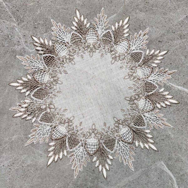 RED MAPLE Round Lace Placemats Set of 4, Linen Look Floral Table Mats, European Decorative Placemats for Dining Table, Coffee Table, Centerpiece