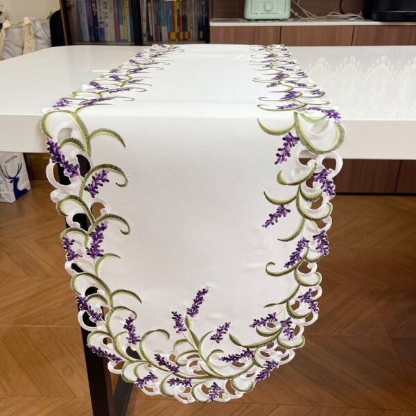1 (3) Lavender Embroidered Cutwork Table Runner