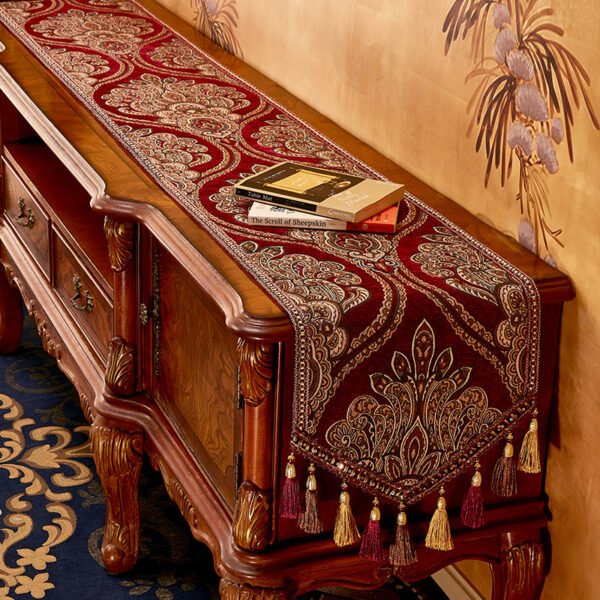 SKU_01_温莎堡-红色【立体刺绣】 American Chenille Table Runner