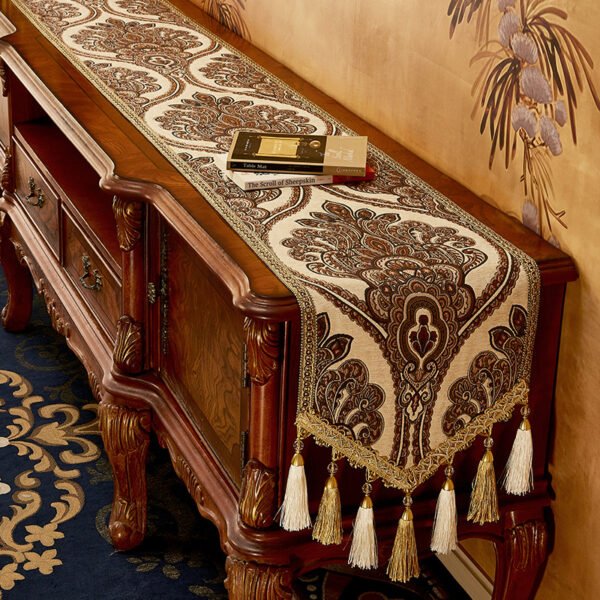 SKU_02_温莎堡-香槟色【立体刺绣】 American Chenille Table Runner