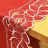 TABLE RUNNER (1) Red Embroidered Cutwork Table Runner