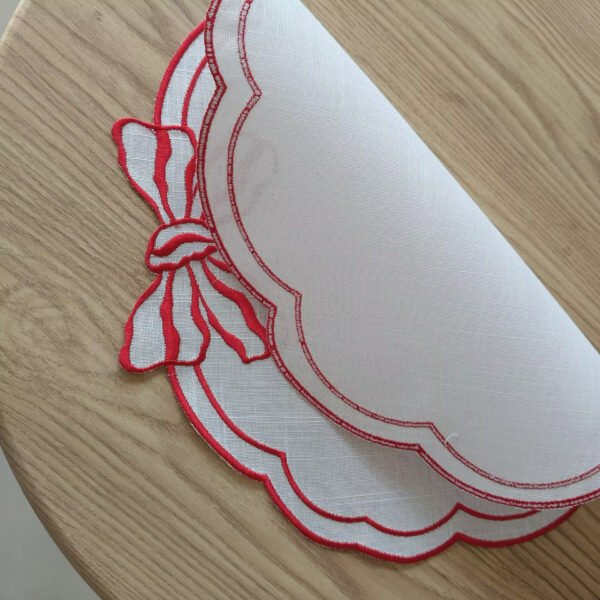 Round Linen Embroidered Placemat