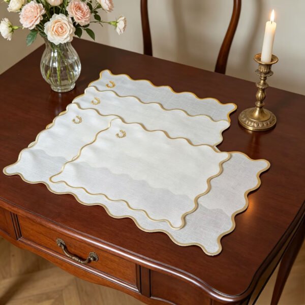 White Linen Embroidered Placemat