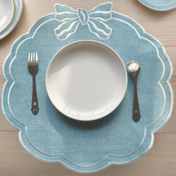 Round Linen Embroidered Placemat