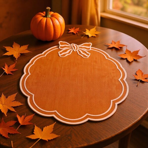 Round Linen Embroidered Placemat