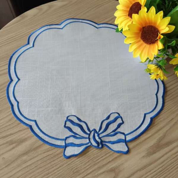 Round Linen Embroidered Placemat