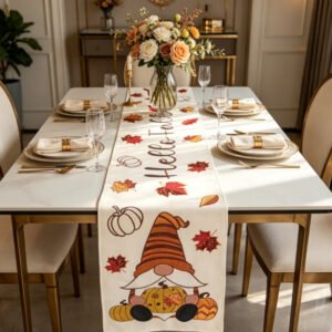 Thanksgiving Pumpkin Embroidered Table Runner