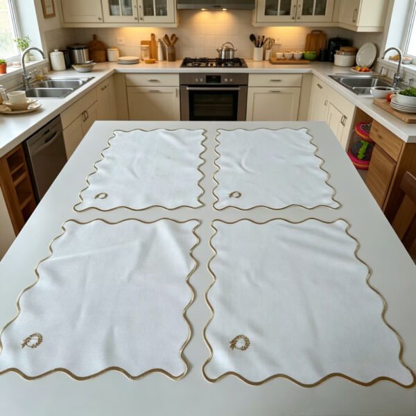 White Linen Embroidered Placemat