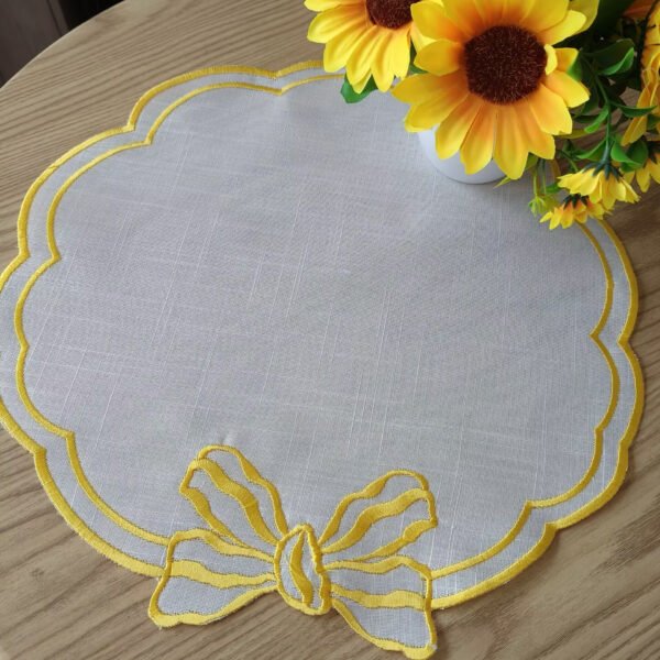 Round Linen Embroidered Placemat
