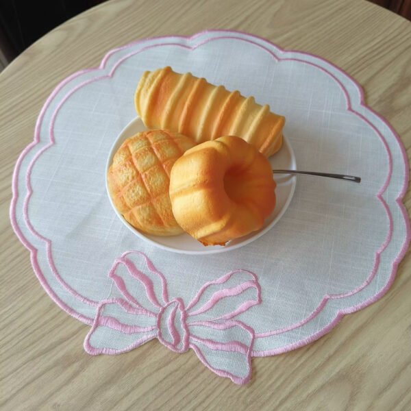 Round Linen Embroidered Placemat