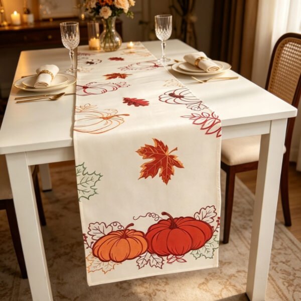 Thanksgiving Pumpkin Embroidered Table Runner