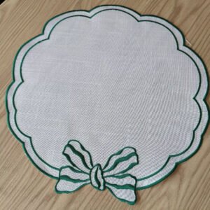 Round Linen Embroidered Placemat