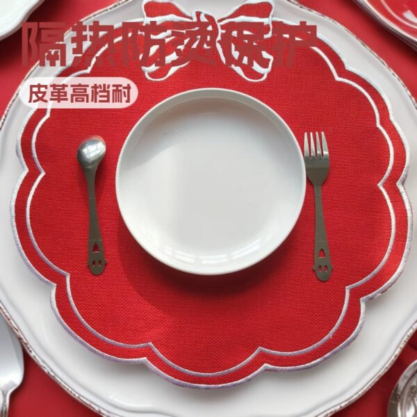 Round Linen Embroidered Placemat