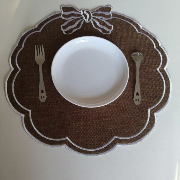 Round Linen Embroidered Placemat
