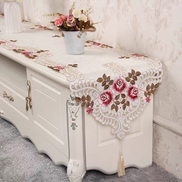 European Embroidered Cutwork Table Runner