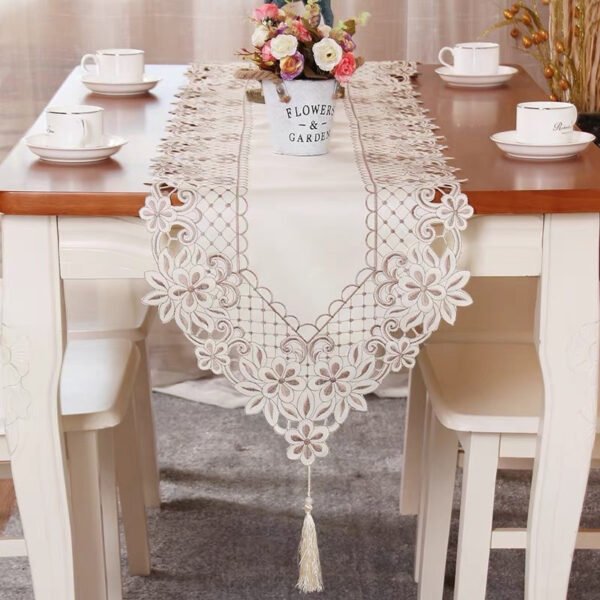 European Embroidered Cutwork Table Runner