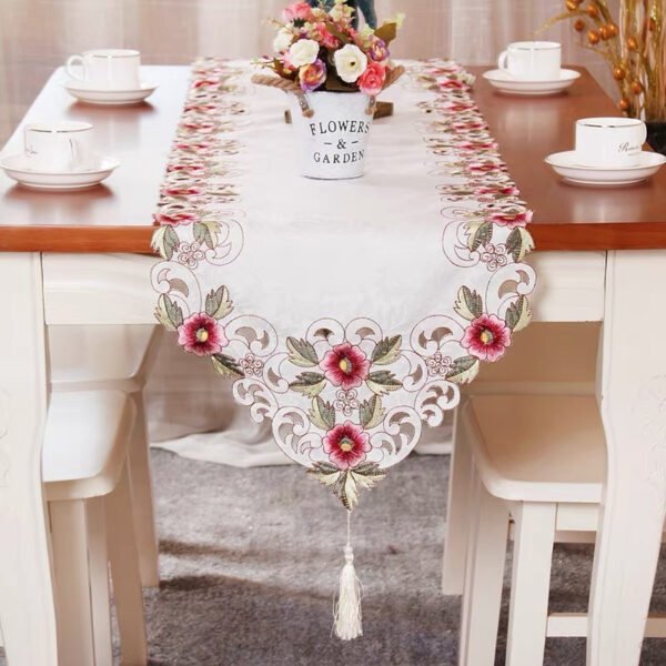 European Embroidered Cutwork Table Runner