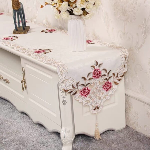 European Embroidered Cutwork Table Runner