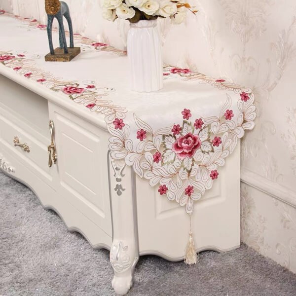 European Embroidered Cutwork Table Runner
