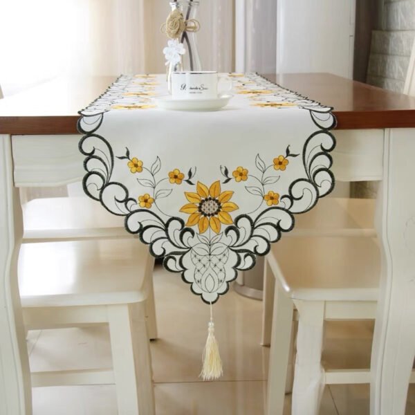 European Embroidered Cutwork Table Runner