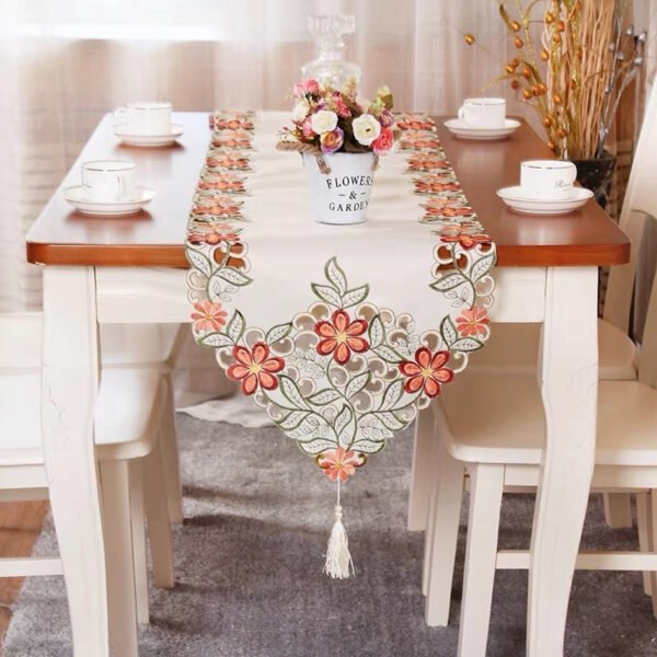 European Embroidered Cutwork Table Runner