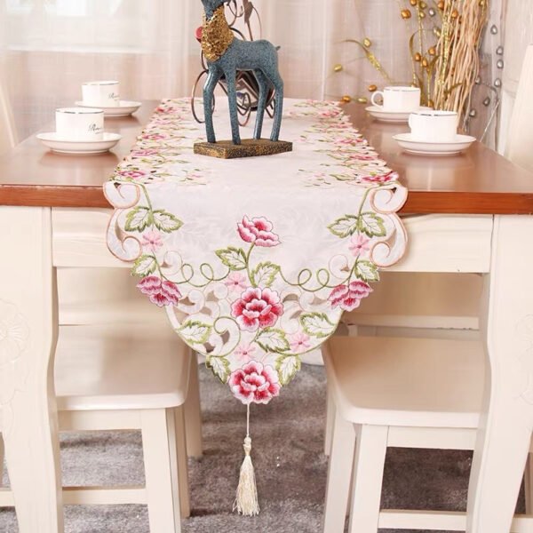 European Embroidered Cutwork Table Runner